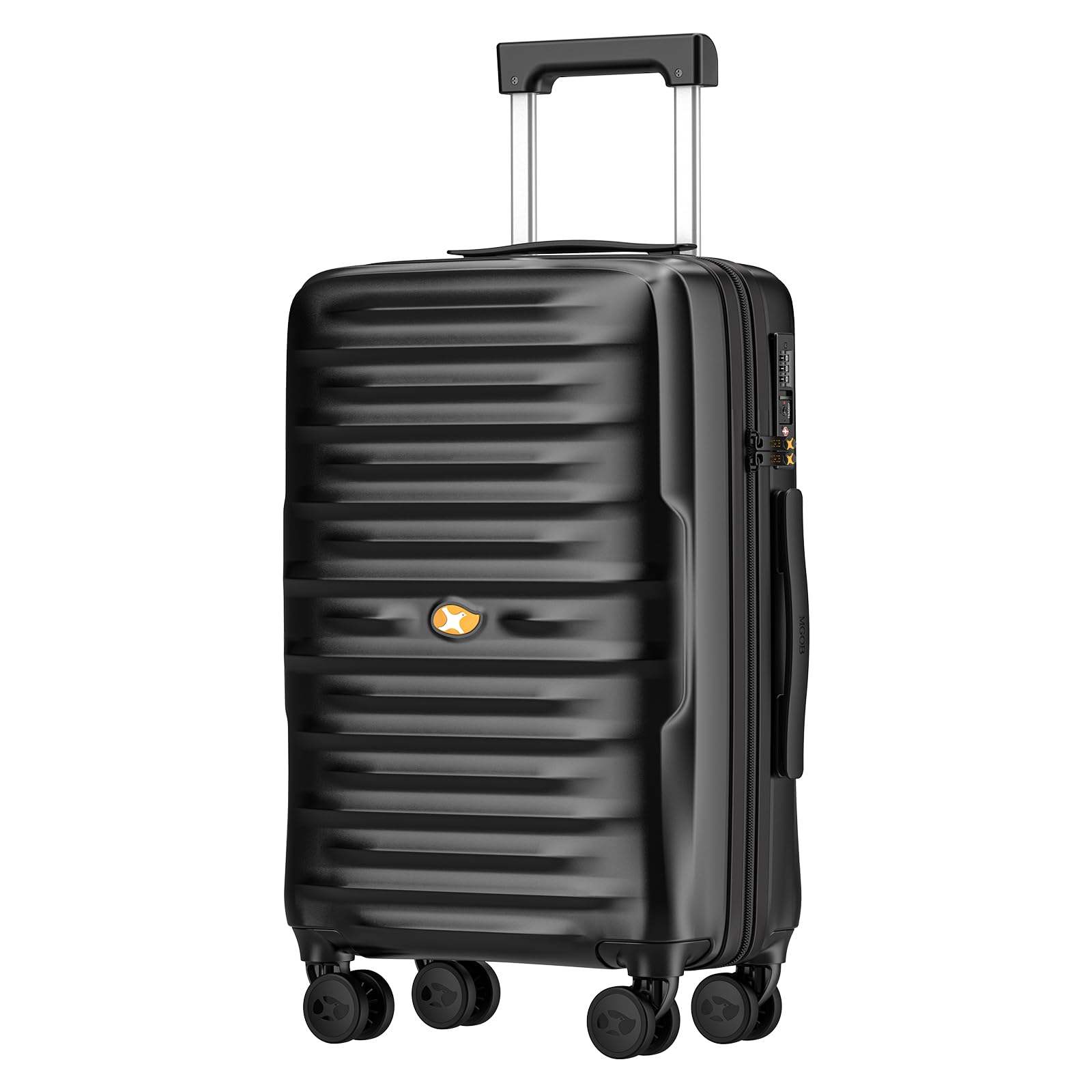 Valise cabine MGOB 22 x 14 x 9 pouces, valise rigide en polycarbonate avec roulettes multidirectionnelles, légère et approuvée par la TSA, format cabine 20 pouces, noire.