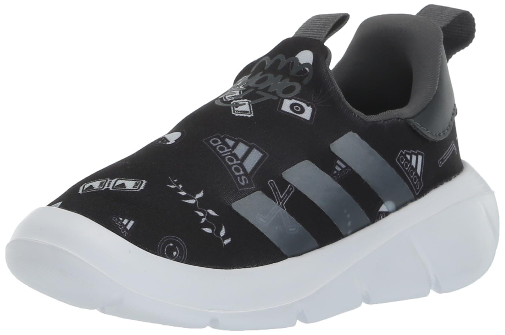 Baskets adidas Monofit pour enfants, noires/blanches/vertes, pointure 10 US, unisexe, pour tout-petits