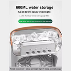 Humidificateur d'air avec ventilateur USB rafraîchissant, veilleuse LED et brumisateur d'eau