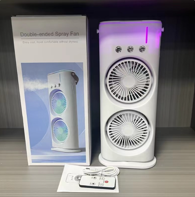 Ventilateur de refroidissement par pulvérisation rechargeable USB à double tête et trois trous