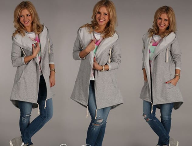 Sweat-shirt à capuche à manches longues pour femme