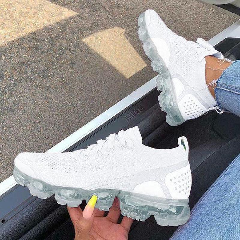 Baskets violettes 2021 pour femmes, chaussures décontractées en maille avec coussin d'air, plates