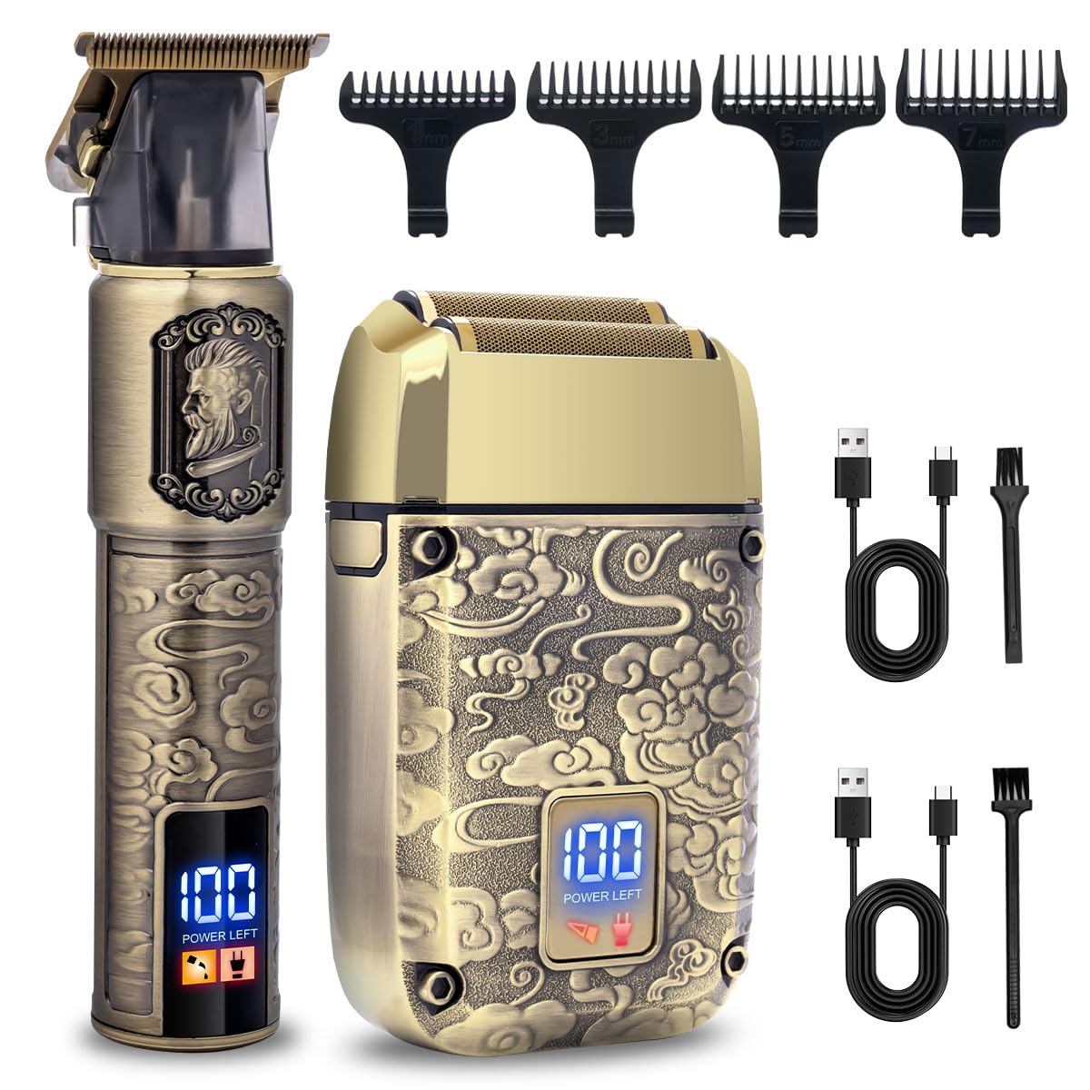 Rasoir électrique Hatteker pour hommes, tondeuse à grille, kit de tondeuse à cheveux et barbe, rasoir électrique professionnel sans fil pour hommes chauves, cadeau idéal pour hommes