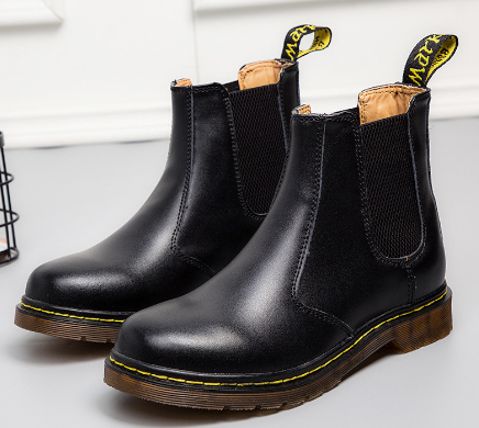 Bottes Martin en cuir de vachette à talons épais, style automne, pour femmes