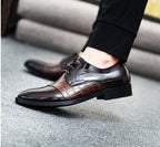 Chaussures pointues en cuir à motif crocodile pour hommes