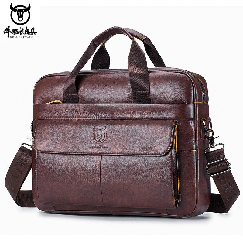 Porte-documents professionnel en cuir véritable pour homme - Sacoche pour ordinateur portable en cuir de vachette