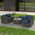 Mobilier de patio, mobilier d'extérieur, mobilier saisonnier en résine tressée, ensemble de 4 meubles en résine tressée avec table basse en verre trempé