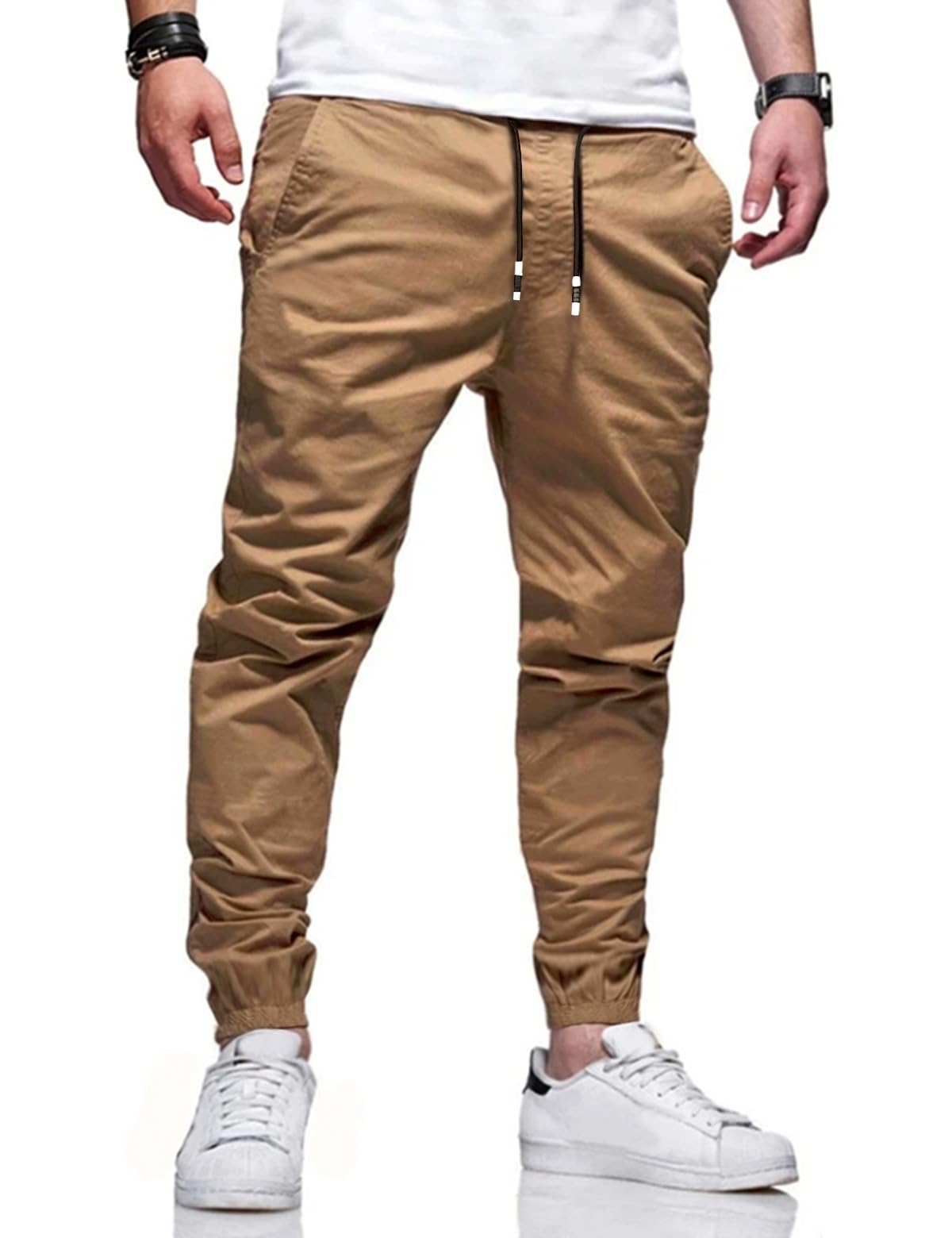Pantalon de jogging chino cargo pour homme Bilitry, pantalon de randonnée et de loisirs en plein air, pantalon de jogging en coton décontracté, kaki XL