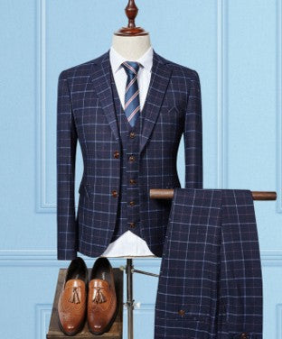 Ensemble de costume à carreaux 3 pièces pour homme
