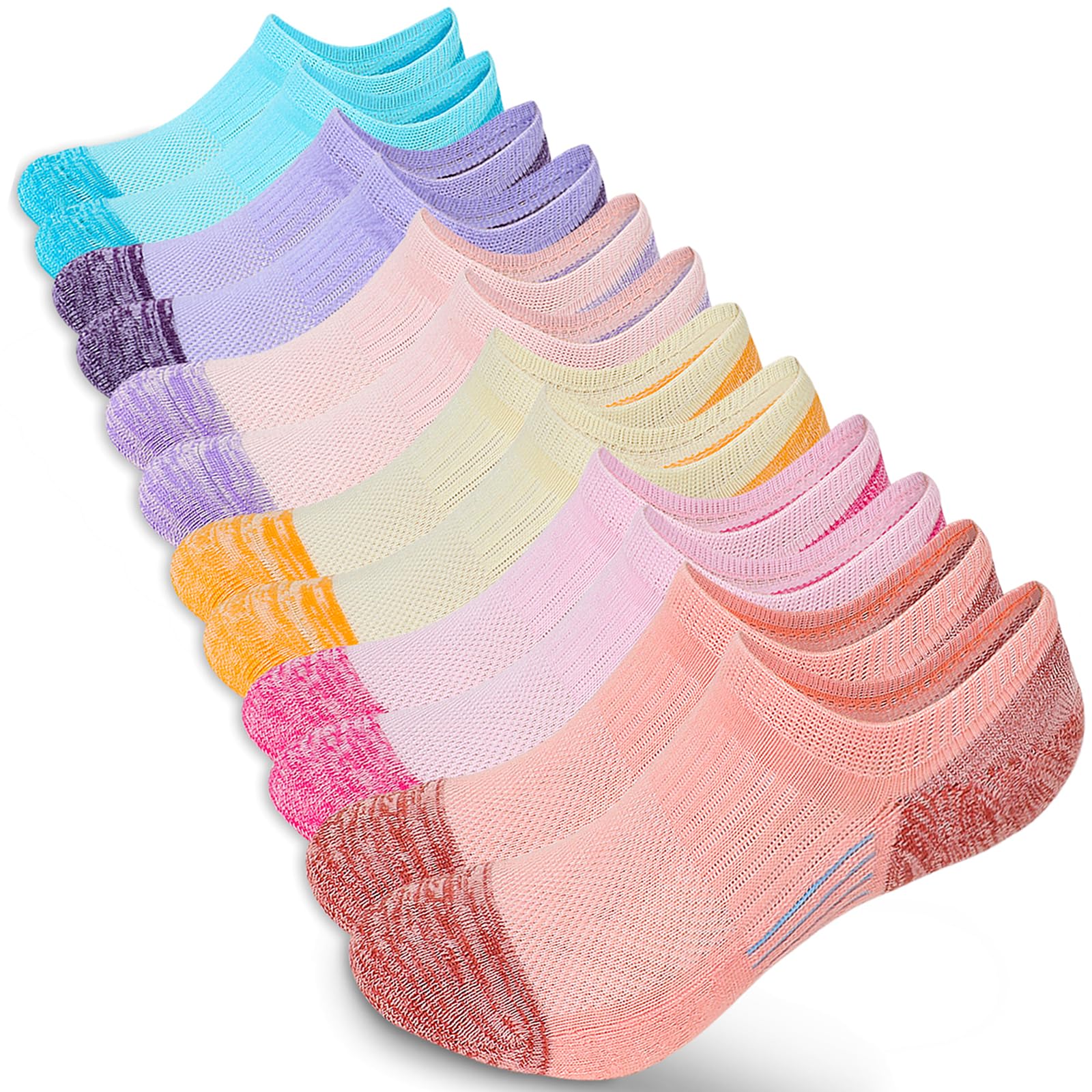 Chaussettes invisibles BIUBRA pour femmes, rembourrées, pour la course et le sport, basses et antidérapantes, en coton, lot de 6 paires
