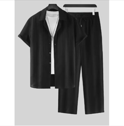 Ensemble chemise d'été rayée pour homme
