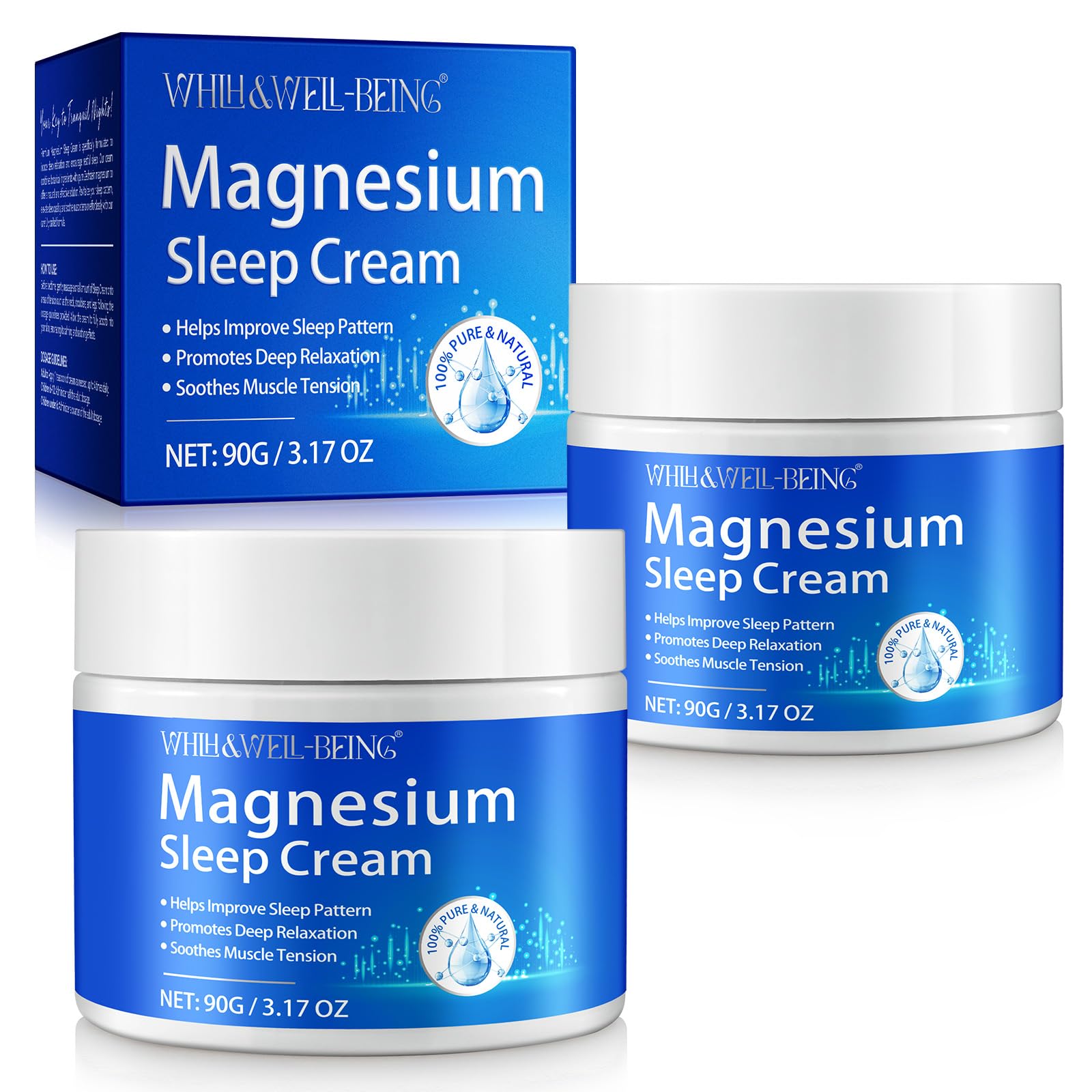 WHLH & WELL-BEING Huile de magnésium pour les pieds – Crème de magnésium – Lotion de magnésium – Chlorure de magnésium topique (2 unités)