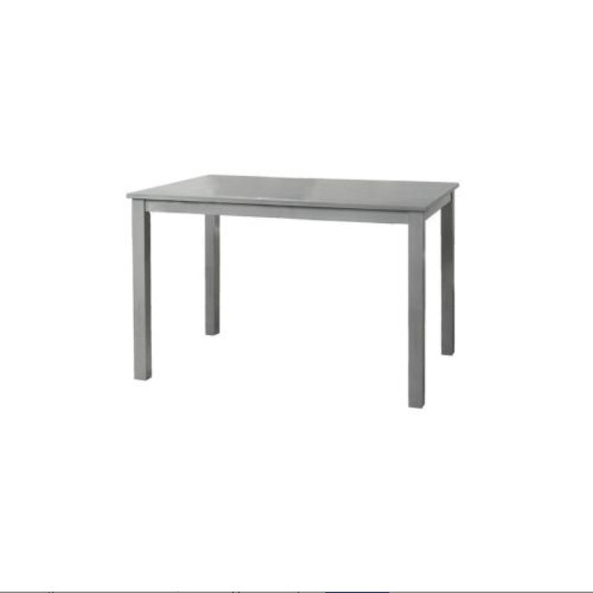Ensemble de salle à manger 5 pièces finition grise, table et 4 chaises, assises en tissu beige, mobilier de cuisine/salle à manger, placage en hévéa, design unique