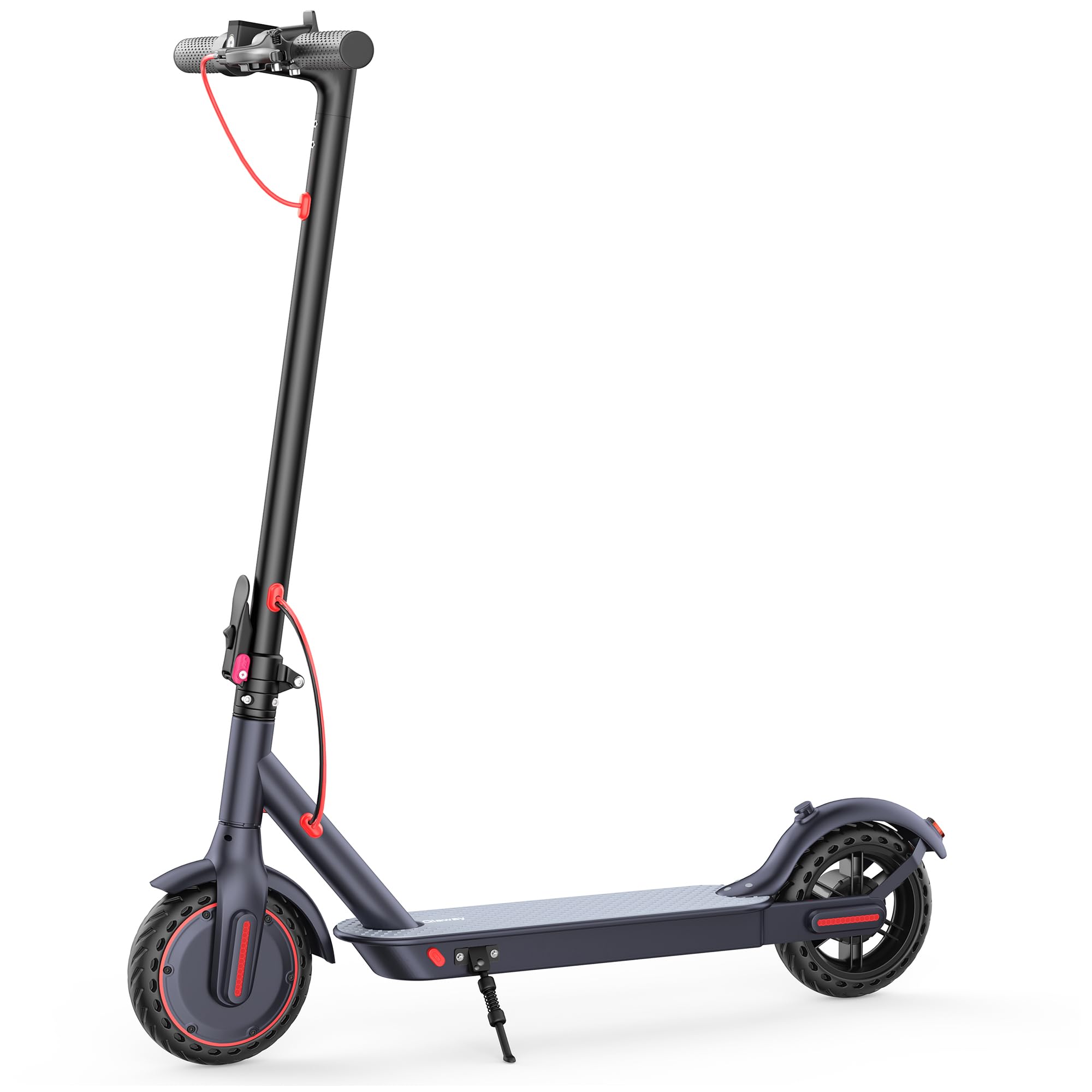 Trottinette électrique 8,5" pour adultes, moteur 350 W, batterie 281 Wh, autonomie jusqu'à 35 km, pliable, supporte jusqu'à 120 kg et est équipée d'un régulateur de vitesse.