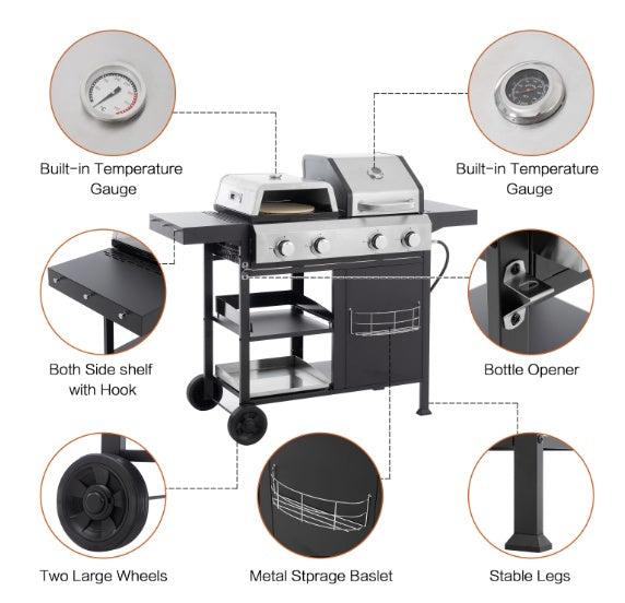 Combinaison grill et plaque de cuisson