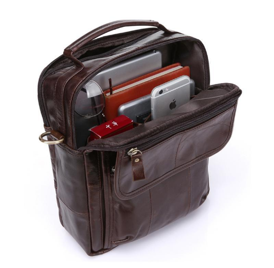 Sac bandoulière pour homme en cuir de vachette pleine fleur