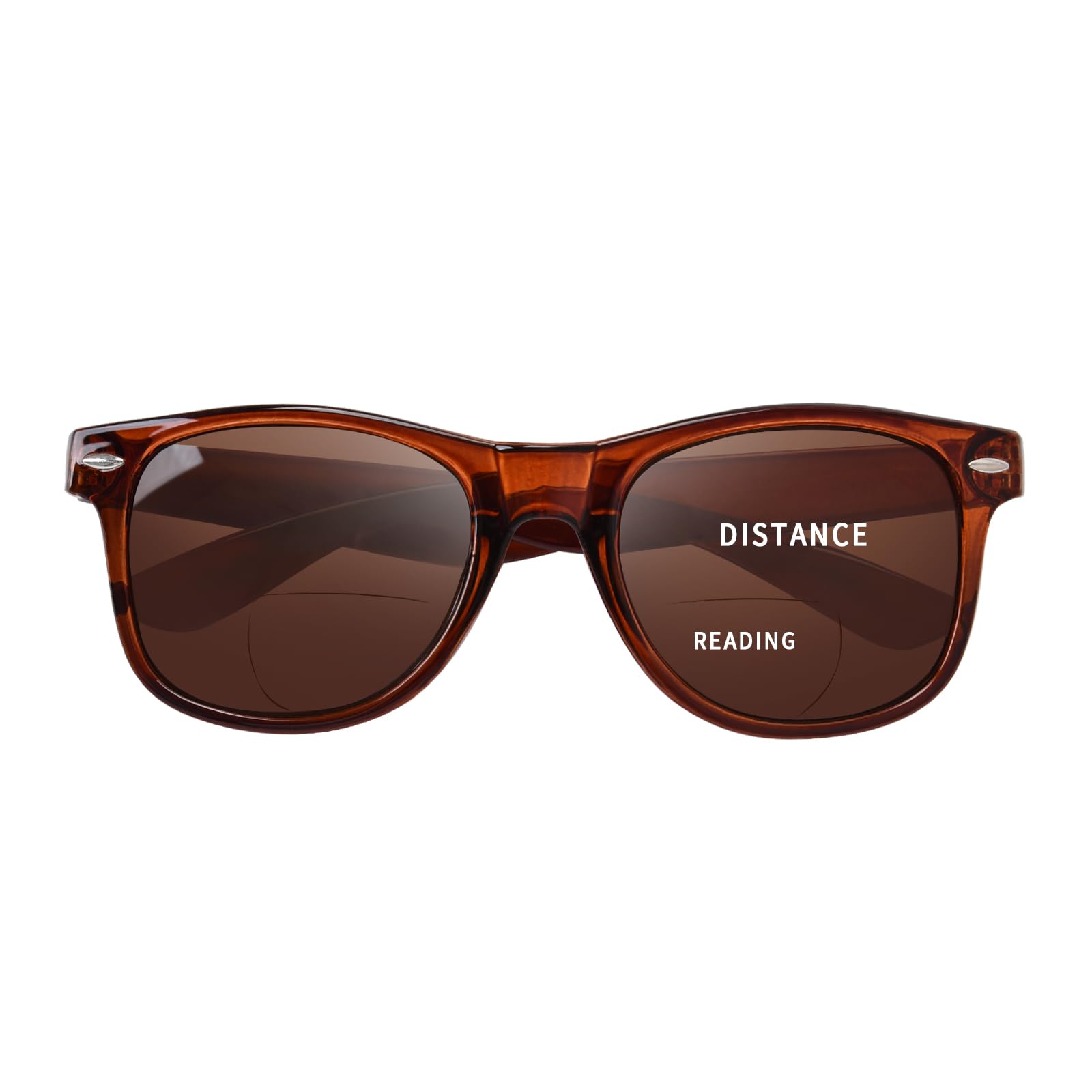 Lunettes de soleil bifocales FONHCOO pour femmes et hommes, lunettes de soleil classiques de lecture pour l'extérieur avec protection UV400 (marron 2.5)