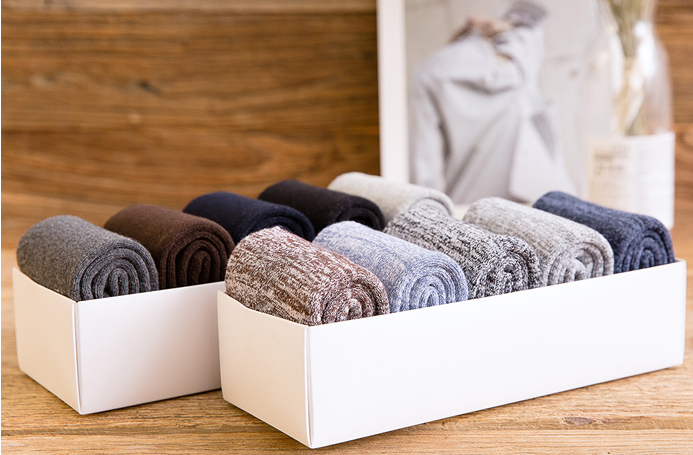 Chaussettes mi-mollet d'hiver pour hommes en coton épais et chaud avec laine