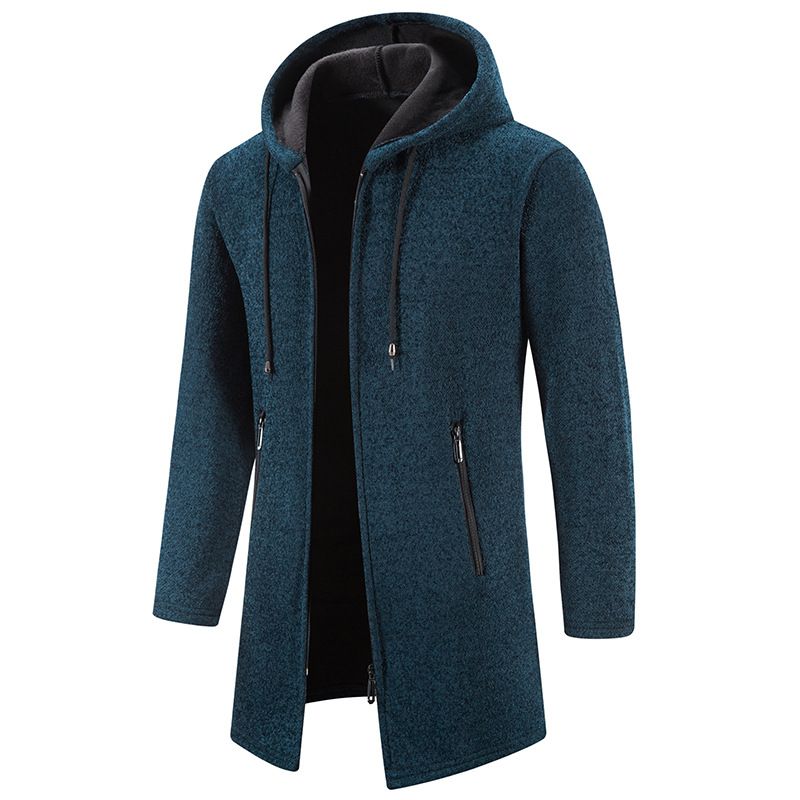 Gilet cardigan à capuche en velours tricoté pour homme