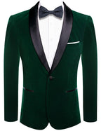 Blazer homme en velours à un bouton, cravate haute, revers châle, idéal pour mariage, banquet, vert foncé, taille XL