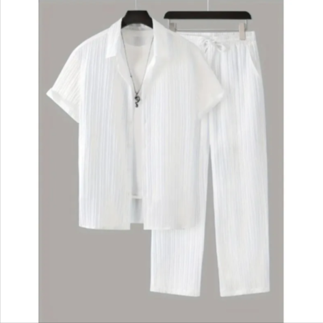 Ensemble chemise d'été rayée pour homme