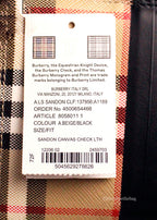 Porte-cartes Burberry Sandon en toile noire à carreaux et cuir