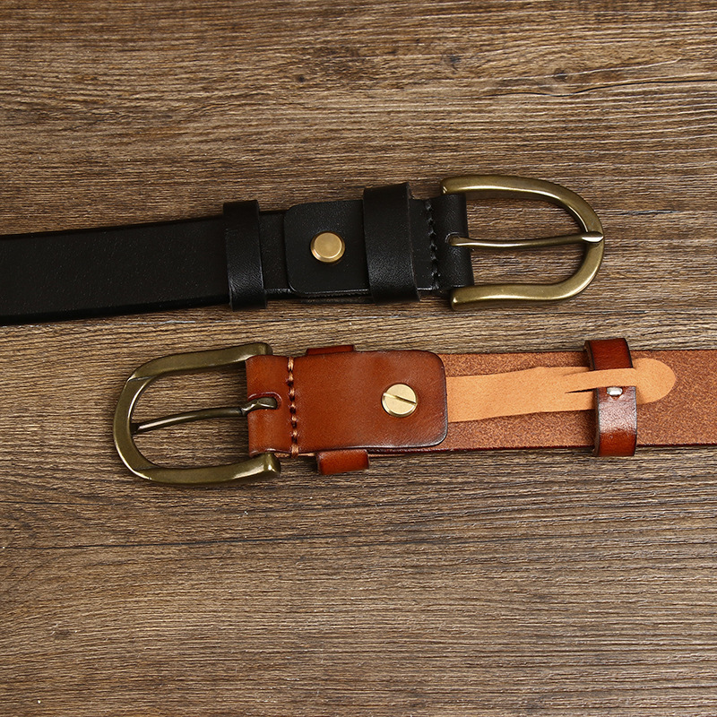Ceinture homme rétro à boucle en cuivre