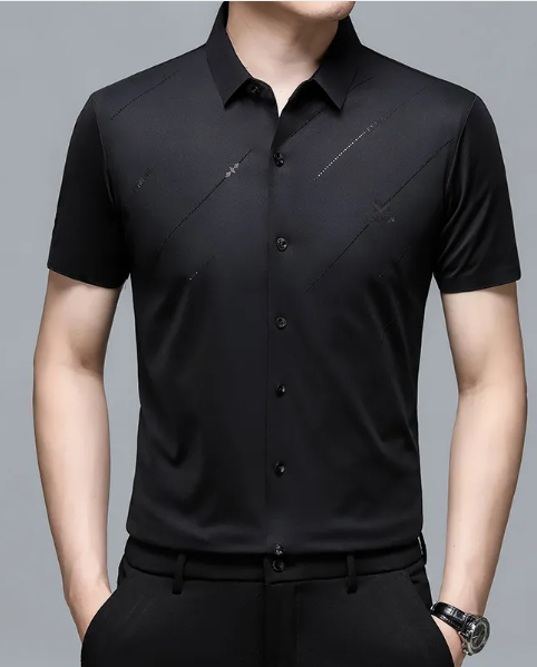 Chemise d'été pour homme à manches courtes, sans coutures, style business.