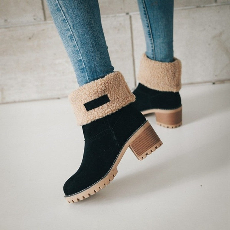 Bottes de neige pour femmes, doublées en polaire thermique, à la cheville
