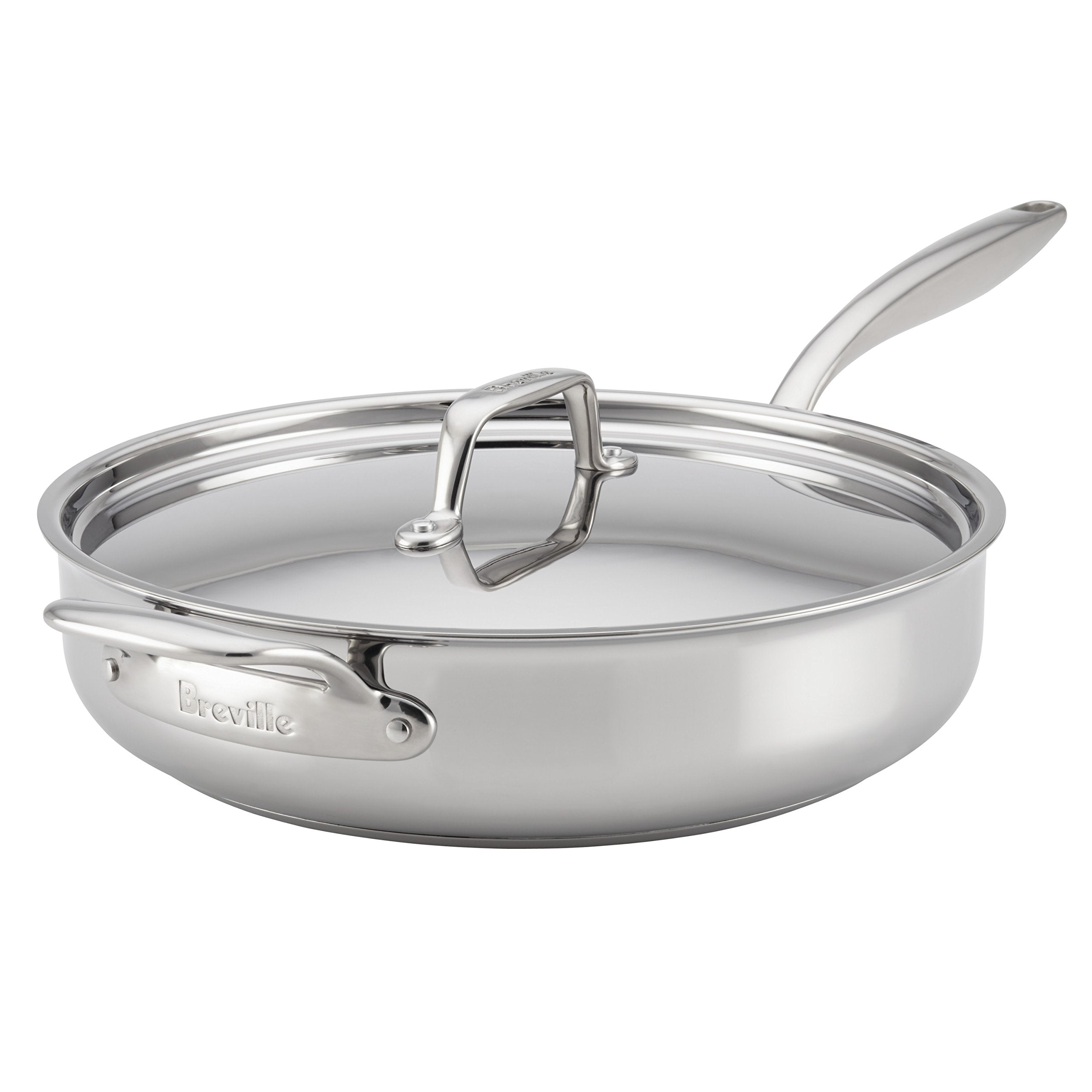 Poêle à frire Breville Clad en acier inoxydable avec couvercle et poignée auxiliaire - 5 pintes (4,8 L) argent