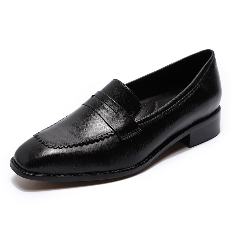 Chaussures plates en cuir style rétro anglais
