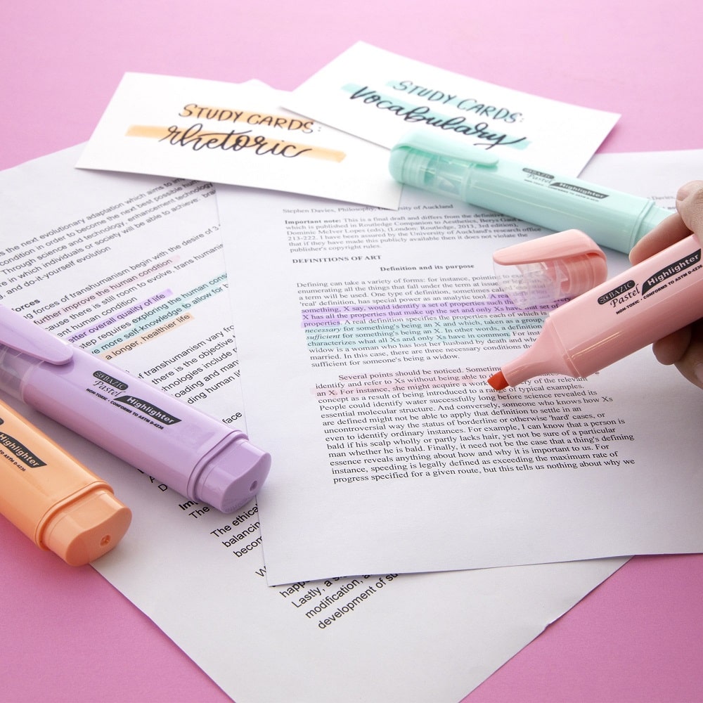 Surligneurs pastel avec clip de poche (paquet de 3)