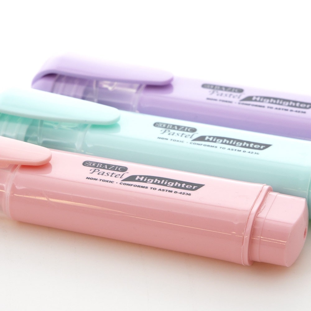 Surligneurs pastel avec clip de poche (paquet de 3)