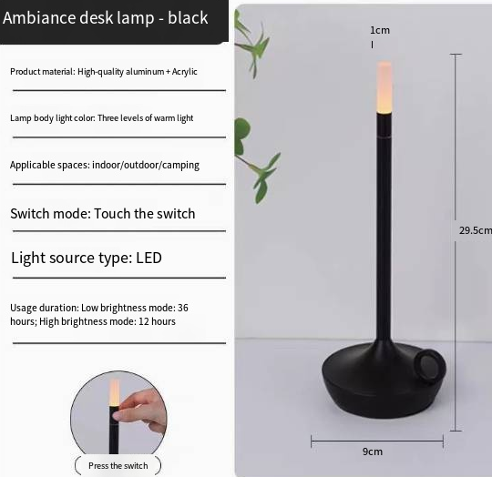 Lampe de table LED moderne et minimaliste style vintage à bougie