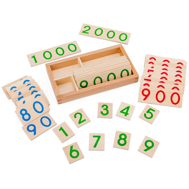 Cartes Numériques en Bois Montessori 1-9999 pour Enfants
