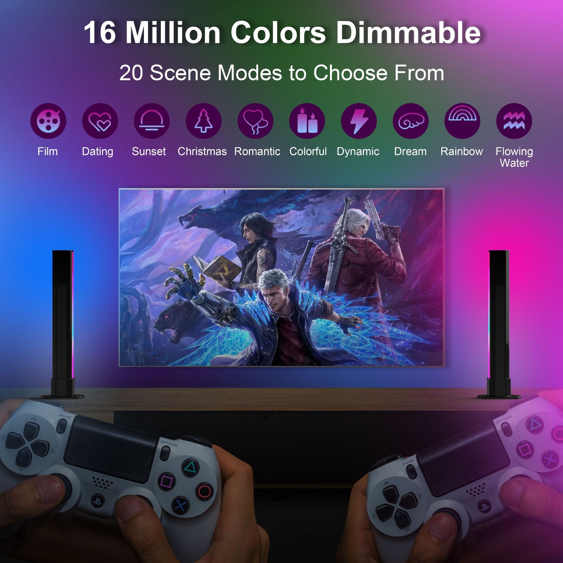 Éclairage d'ambiance LED musical WiFi pour configuration de jeu