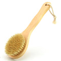 Brosse pour le corps HiKin 25 cm (9,84 pouces), manche court en bois, poils naturels, brosse pour le dos et le bain.