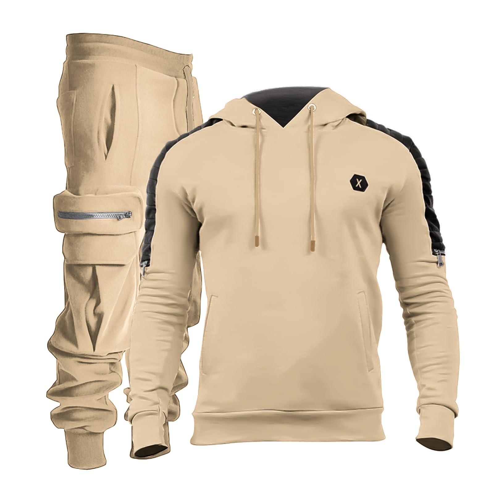 Ensemble de survêtement VoLIta pour homme, 2 pièces, sweat à capuche, tenue de sport décontractée à manches longues, idéal pour le jogging.