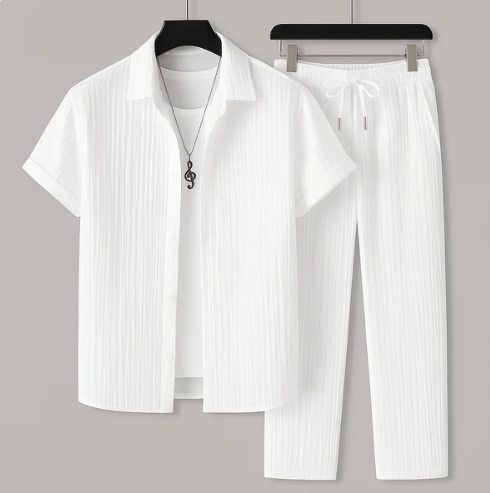 Ensemble chemise d'été rayée pour homme