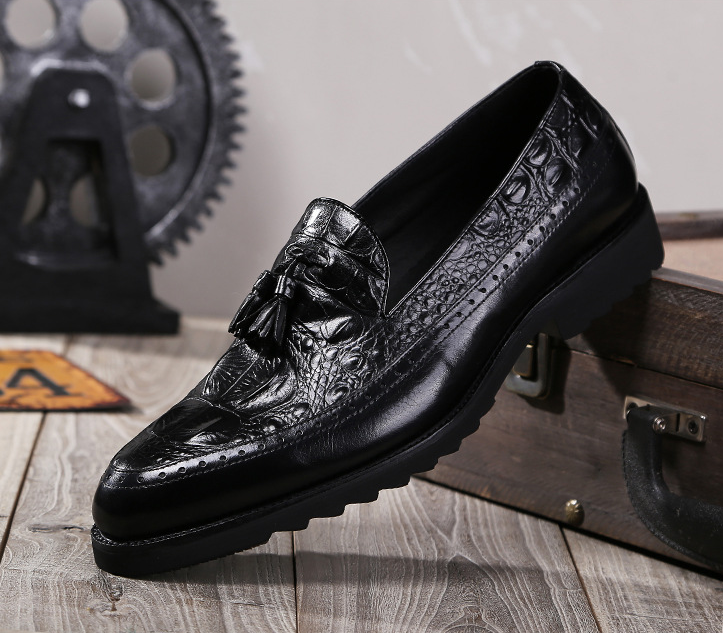Chaussures habillées brogues en cuir pour homme, motif crocodile