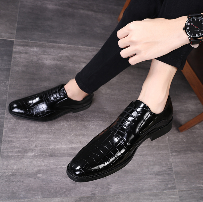 Chaussures de ville pour hommes en cuir à motif crocodile