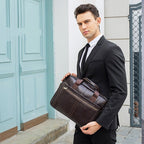 Porte-documents pour ordinateur portable en cuir de vachette pour homme