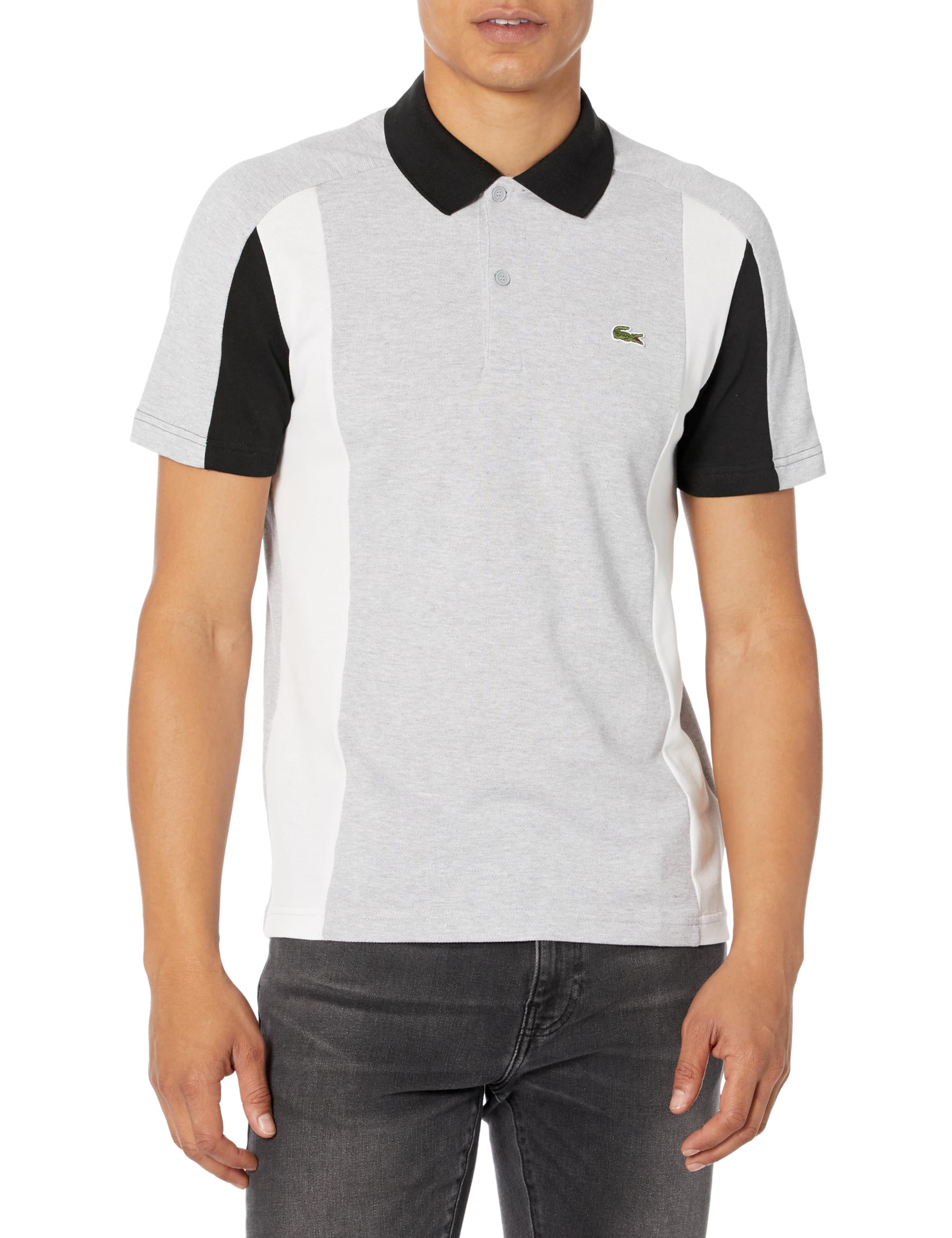 Polo Lacoste pour homme, manches courtes, coupe classique, tricolore, colorblock