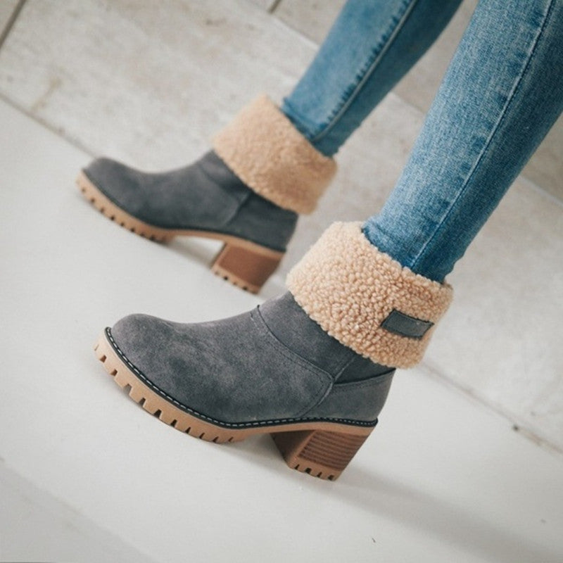 Bottes de neige pour femmes, doublées en polaire thermique, à la cheville