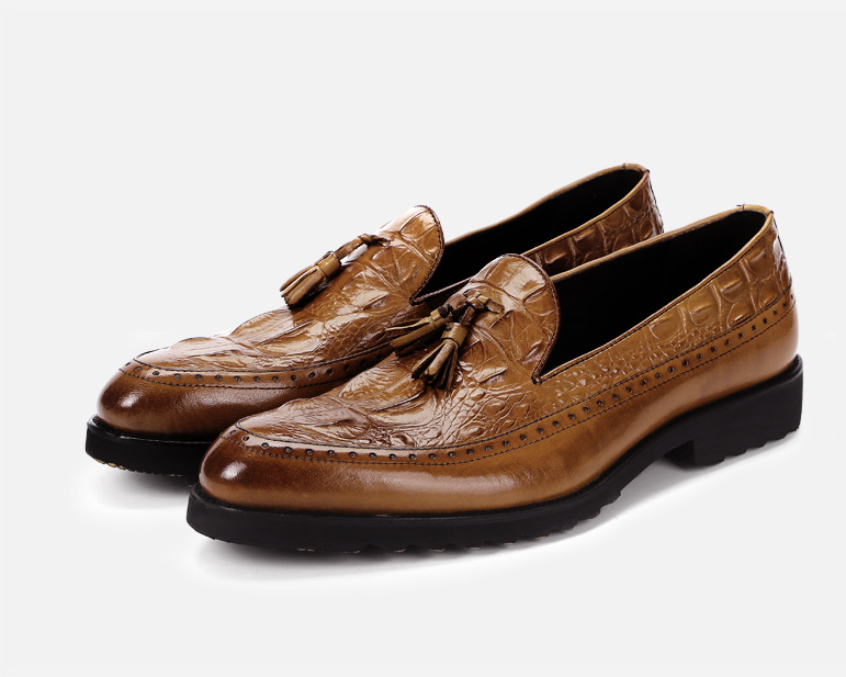 Chaussures habillées brogues en cuir pour homme, motif crocodile