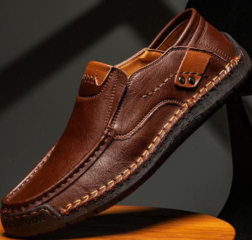 Chaussures décontractées en cuir pour hommes, grandes tailles - Style britannique