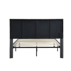Cadre de lit plateforme rembourré Queen-size, soutenu par des barres en bois, facile à assembler, gris