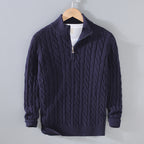 Pull homme en maille épaisse avec fermeture éclair et col roulé mi-long