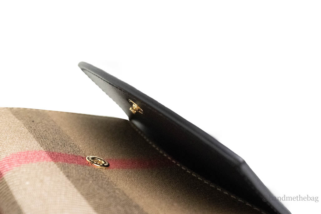 Burberry Luna Portefeuille porte-monnaie en cuir noir à motif maison