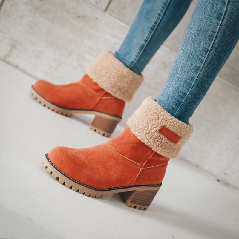 Bottes de neige pour femmes, doublées en polaire thermique, à la cheville